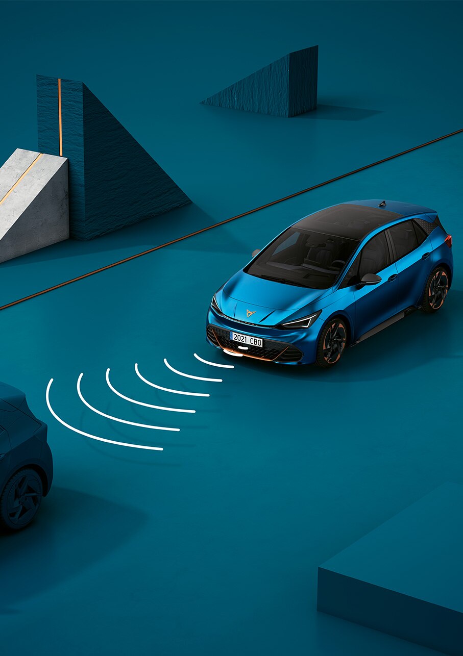 CUPRA Born Aurora blue colour with adaptative cruise control