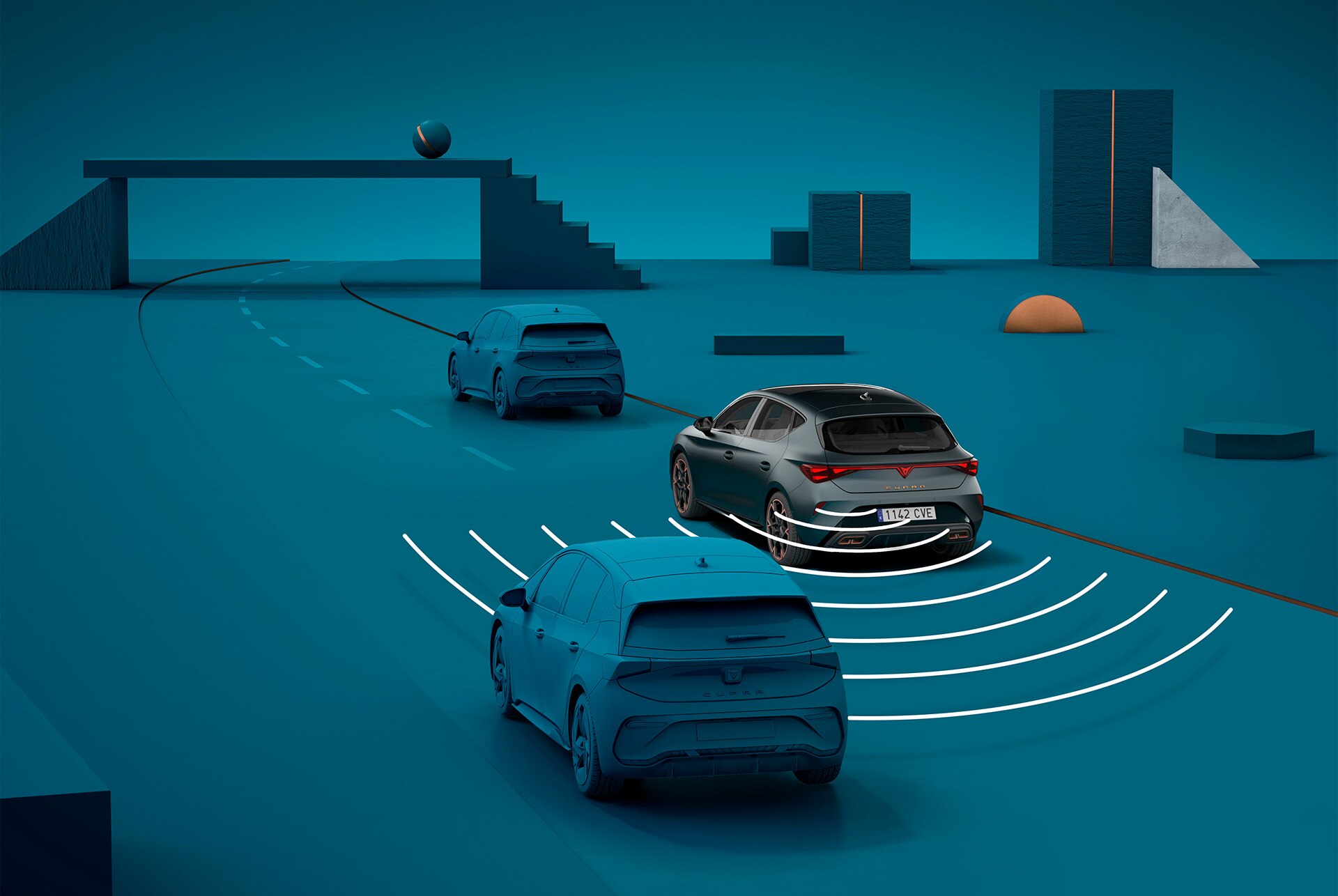 Visual demo of the side assist tech in the CUPRA Leon.